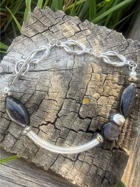 HyperSthene Toggle Knot Bracelet Sterling Silver & Rhodium Stainless Steel